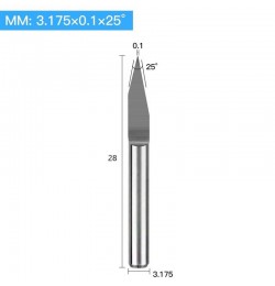 ابزار تراش و حکاکی دستگاه CNC زاویه 25 درجه قطر 0.1 میلیمتر