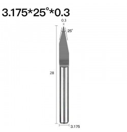 ابزار تراش و حکاکی دستگاه CNC زاویه 25 درجه قطر 0.3 میلیمتر