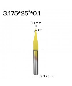 ابزار تراش و حک CNC کارباید روکش تیتانیوم زاویه 25 درجه قطر 0.1mm