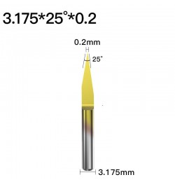 ابزار تراش و حک CNC کارباید روکش تیتانیوم زاویه 25 درجه قطر 0.2mm