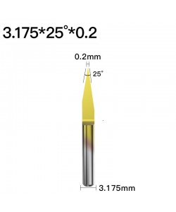 ابزار تراش و حک CNC کارباید روکش تیتانیوم زاویه 25 درجه قطر 0.2mm