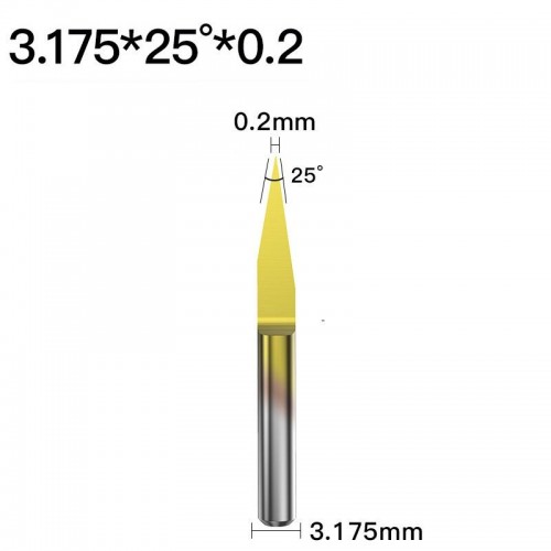 ابزار تراش و حک CNC کارباید روکش تیتانیوم زاویه 25 درجه قطر 0.2mm