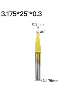 ابزار تراش و حک CNC کارباید روکش تیتانیوم زاویه 25 درجه قطر 0.3mm