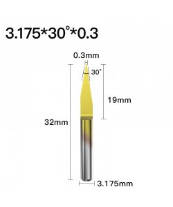 ابزار تراش و حک CNC کارباید روکش تیتانیوم زاویه 30 درجه قطر 0.3mm