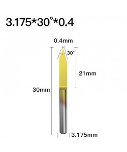 ابزار تراش و حک CNC کارباید روکش تیتانیوم زاویه 30 درجه قطر 0.4mm