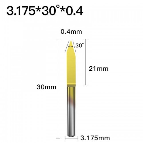 ابزار تراش و حک CNC کارباید روکش تیتانیوم زاویه 30 درجه قطر 0.5mm