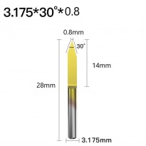 ابزار تراش و حک CNC کارباید روکش تیتانیوم زاویه 30 درجه قطر 0.8mm