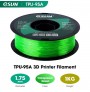 فیلامنت انعطاف پذیر TPU-95A سبز شفاف ایسان 1.75 