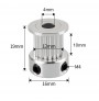 پولی 20 دندانه GT2-20 شفت 4mm عرض 10 میلیمتر